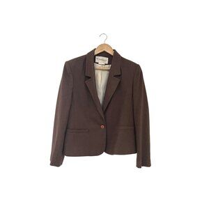 VTG John Meyer Women's Brown Wool Classic Minimalist Luxury Blazer Jacket  12